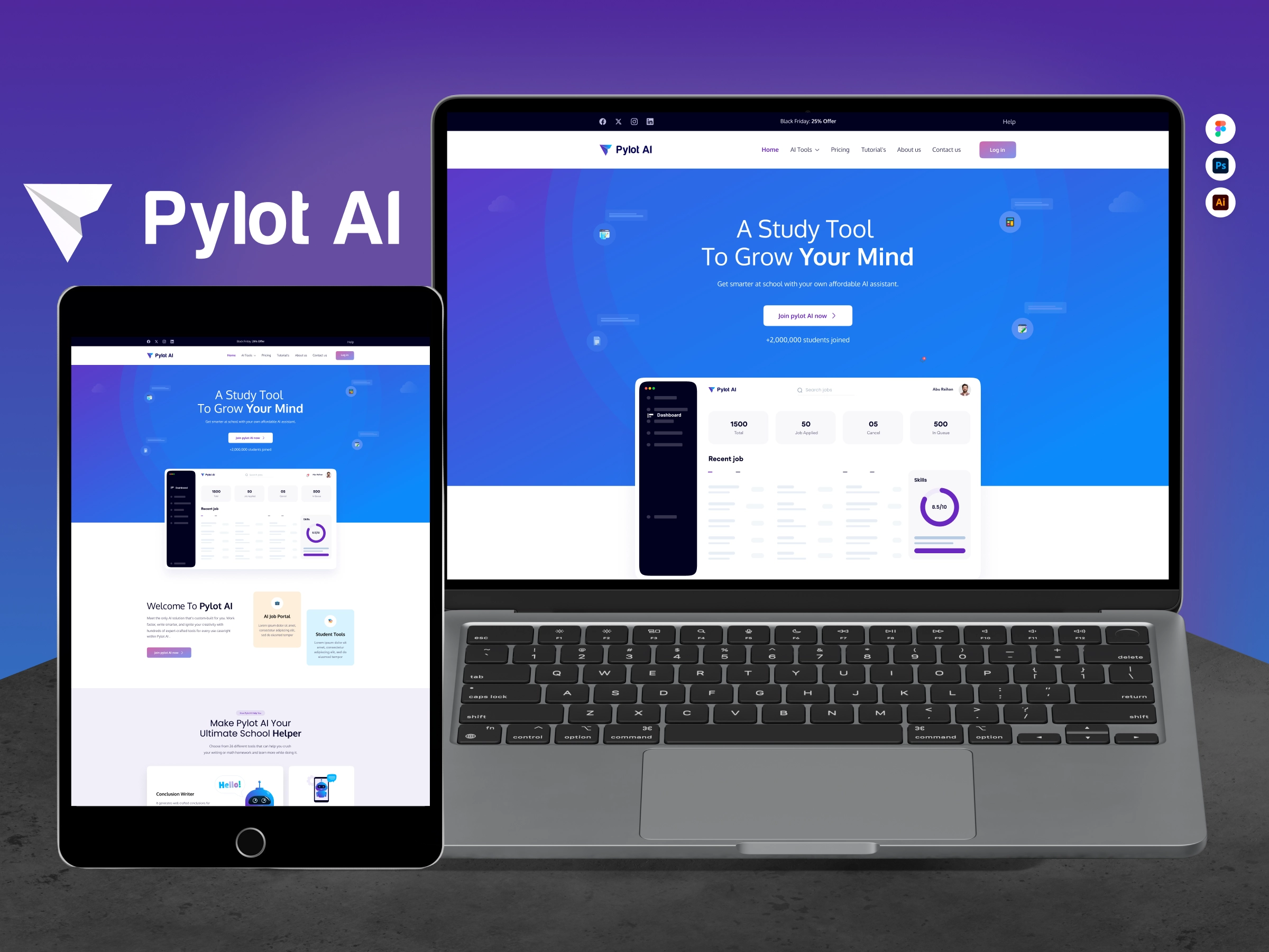 Pylot AI – Job Finder Website and Dashboard Design