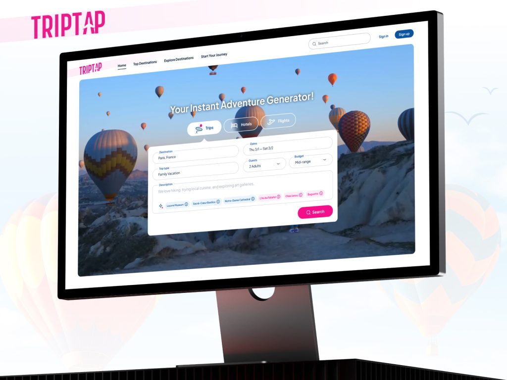 TripTap AI-Powered Travel Platform UI/UX Design