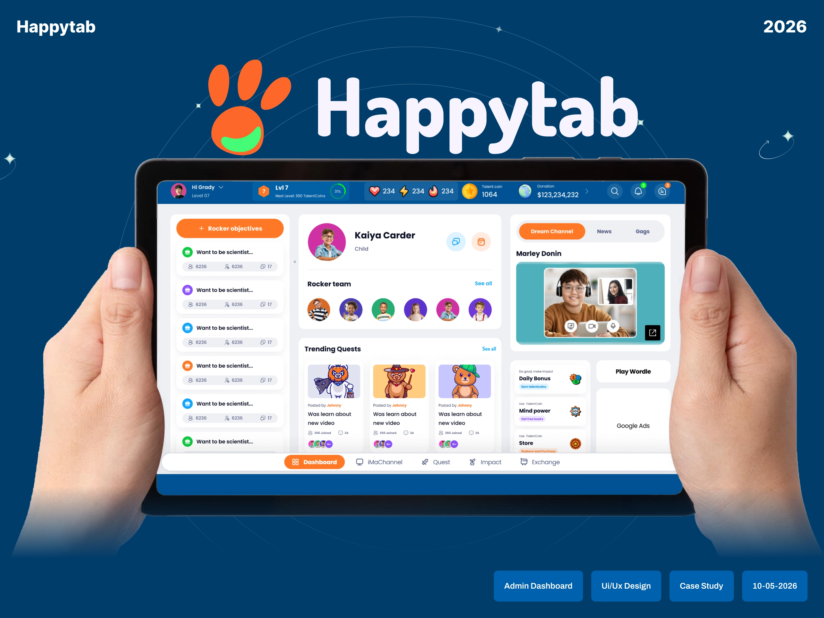 Happytab - Kids Learning Dashboard UI/UX Design