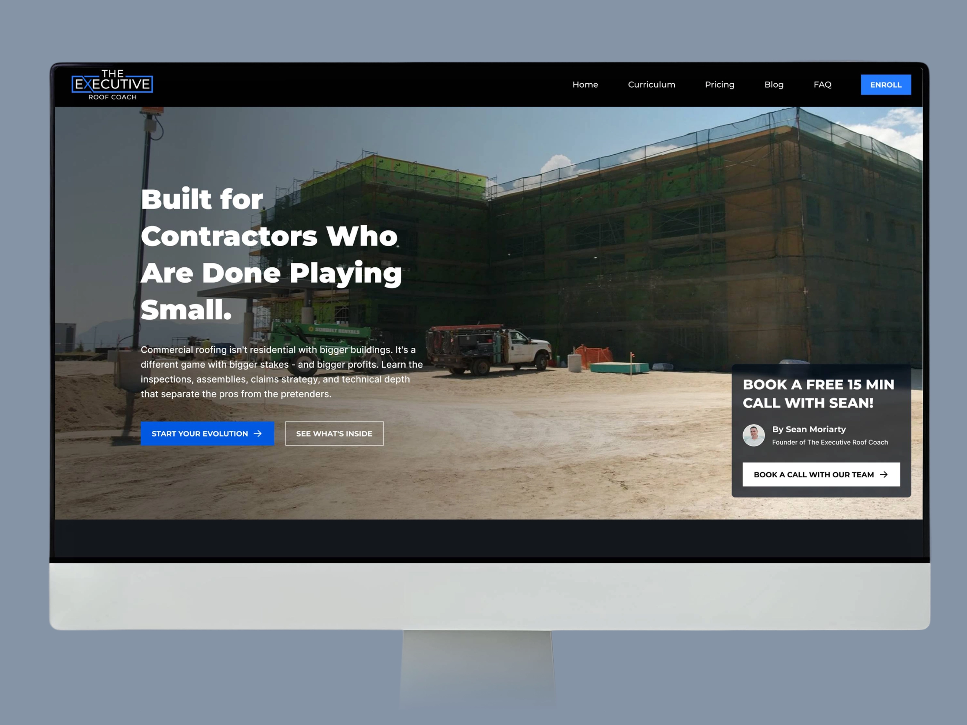 Executive Roof Coach Course – Roofing Training Platform Website UI/UX Design
