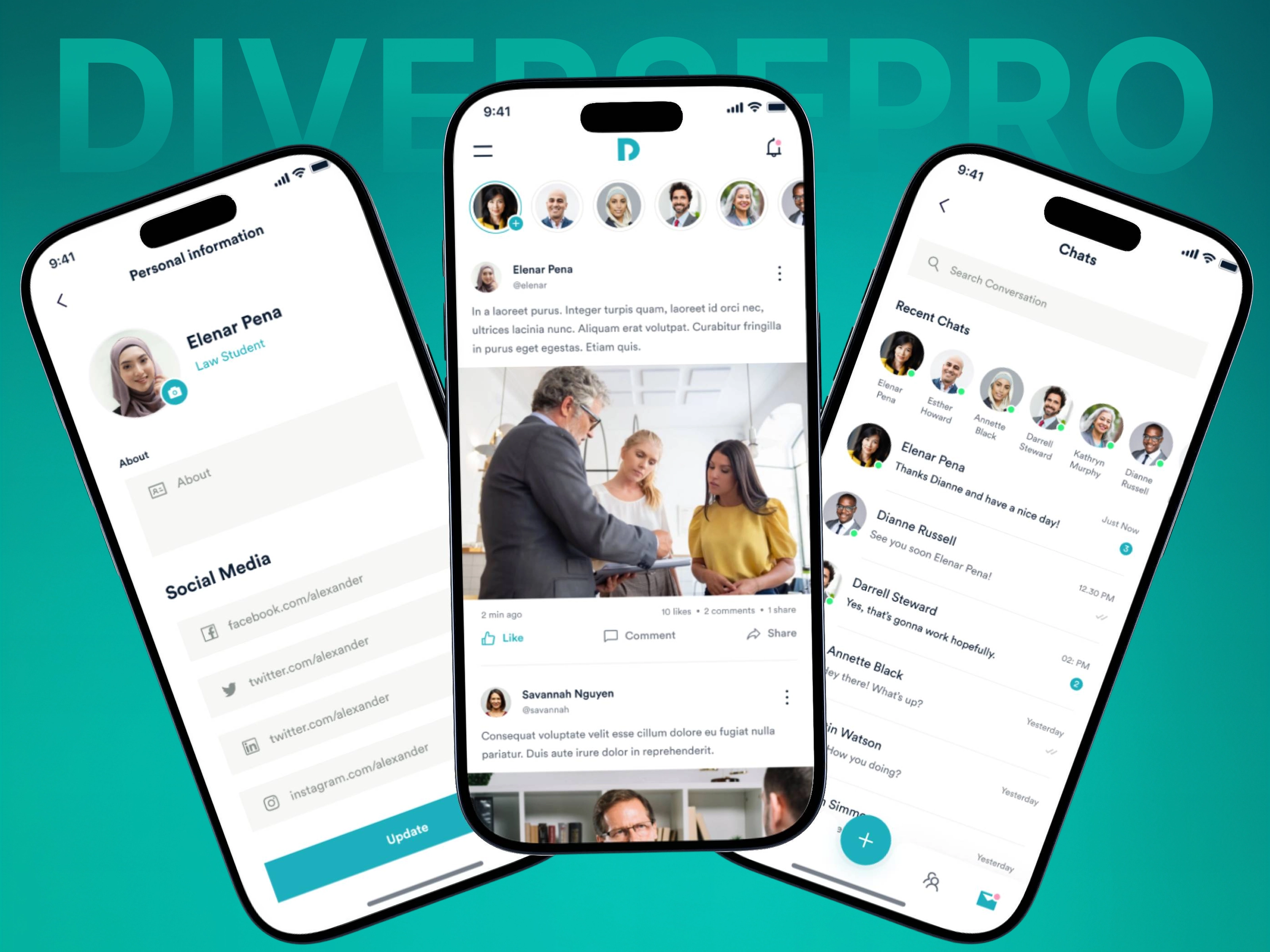 DiversePro – Legal Community & Networking Mobile App UI/UX Design