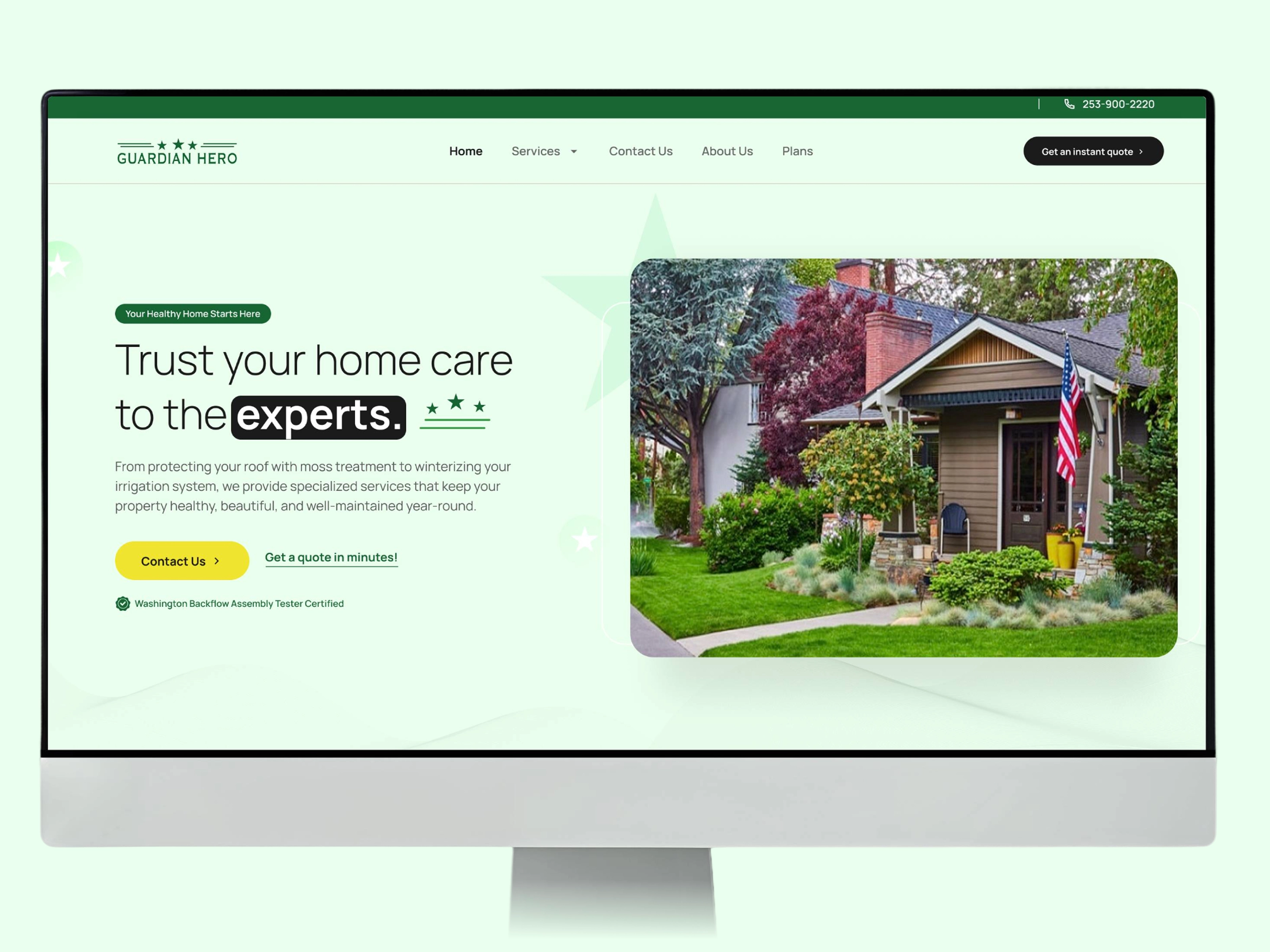 Guardian Hero – Home Maintenance & Lawn Care Service Website UI/UX Design