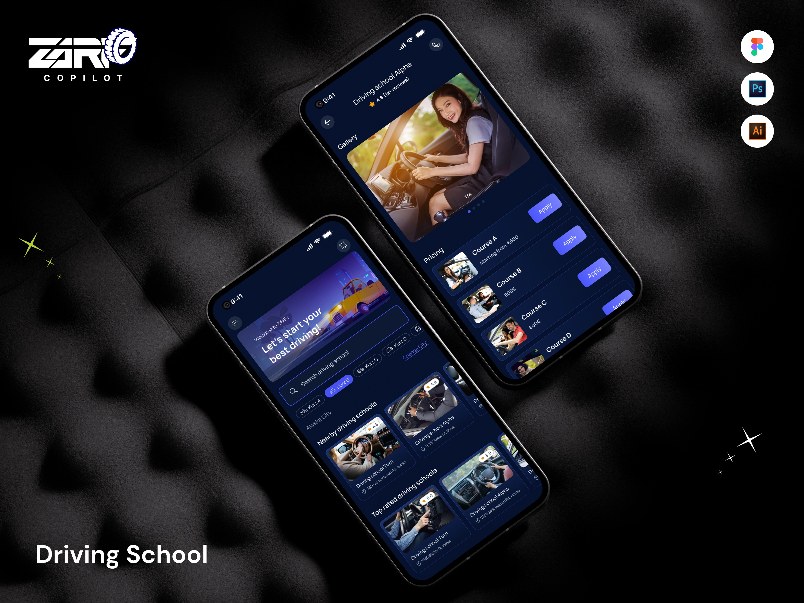 ZARF Copilot – Driving School Mobile App UI/UX Design