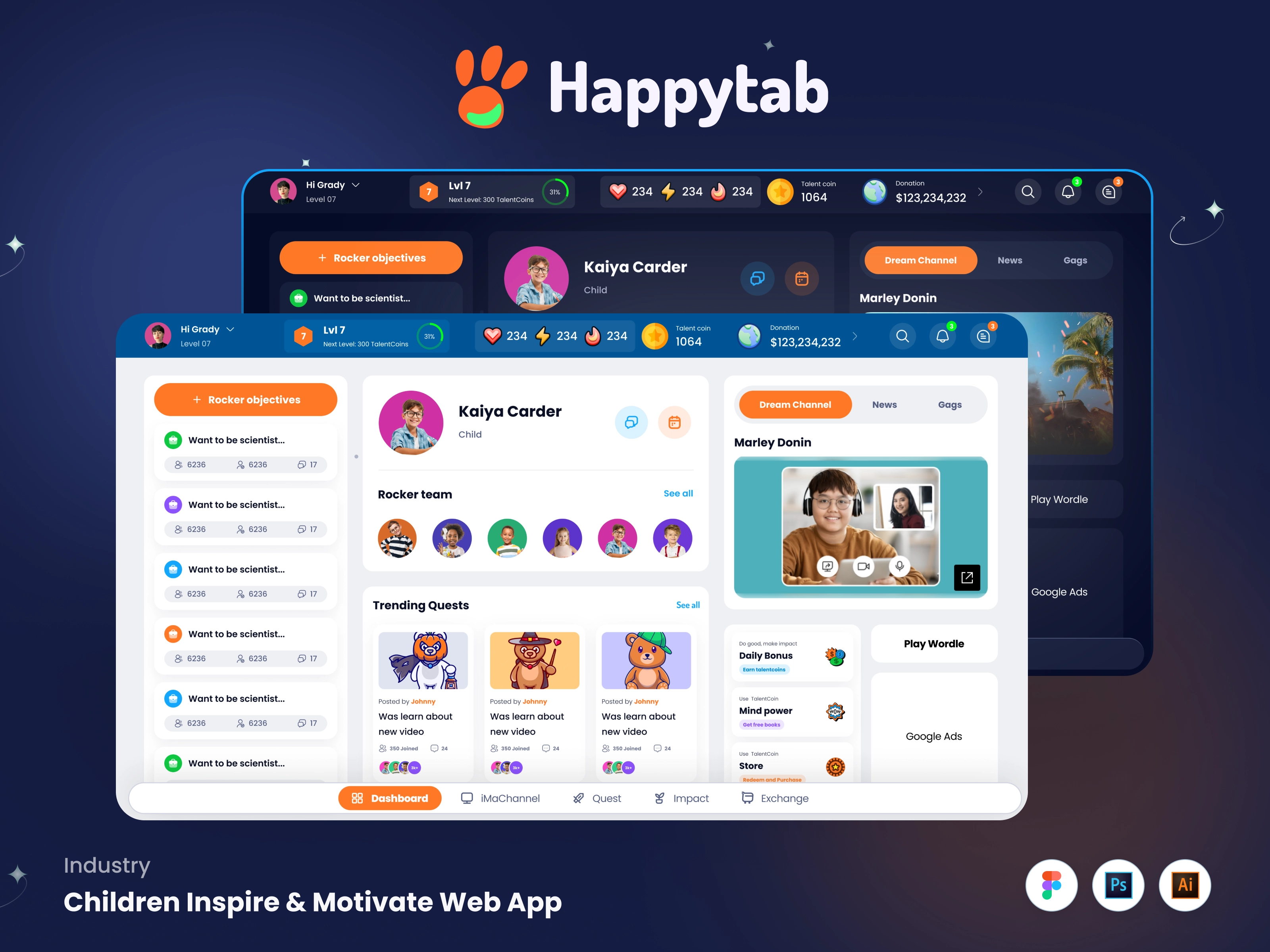 Happytab – Kids Learning Dashboard UI/UX Design