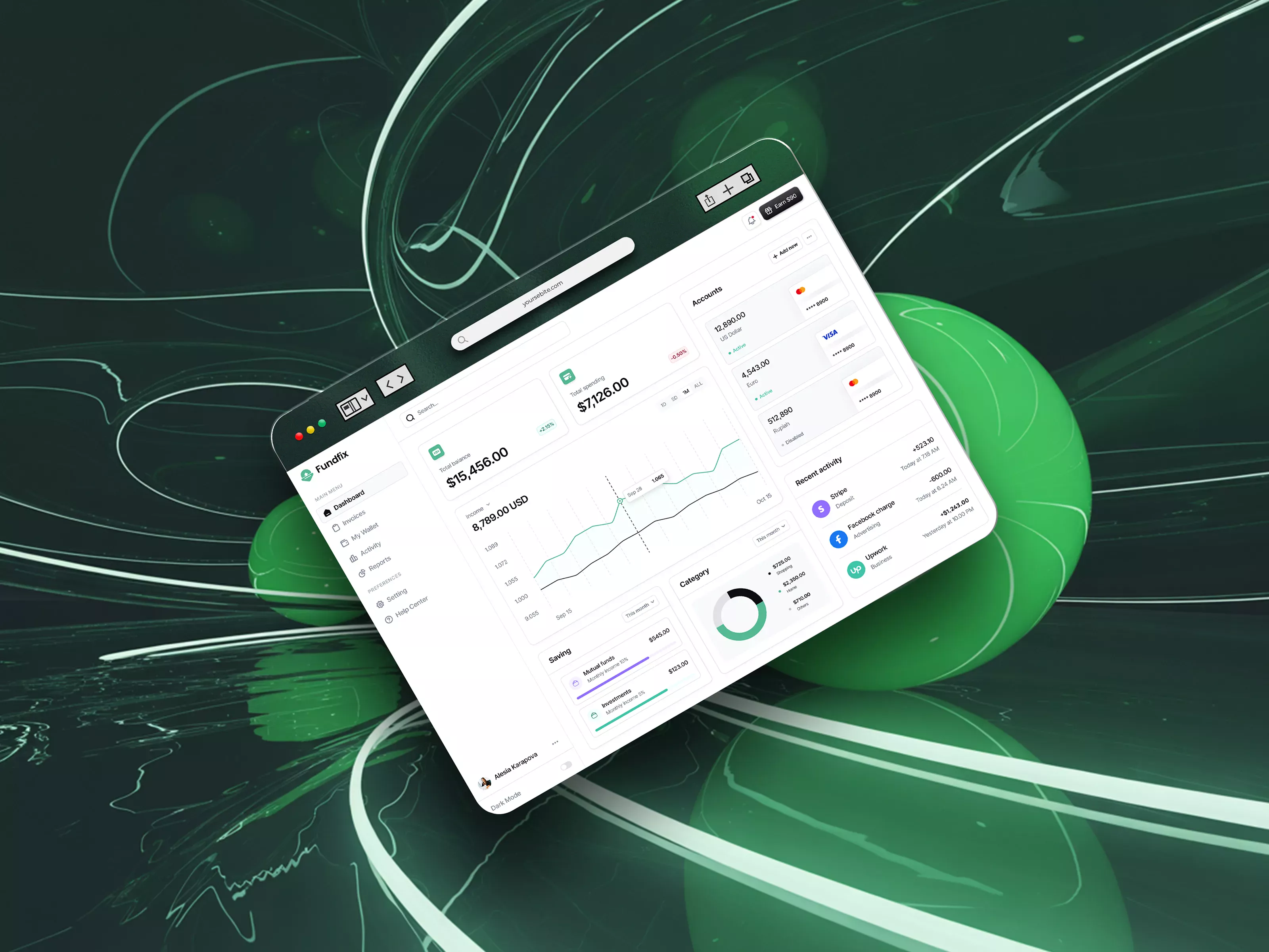 Fundfix-User-Centric Financial Analytics Platform Dashboard Design