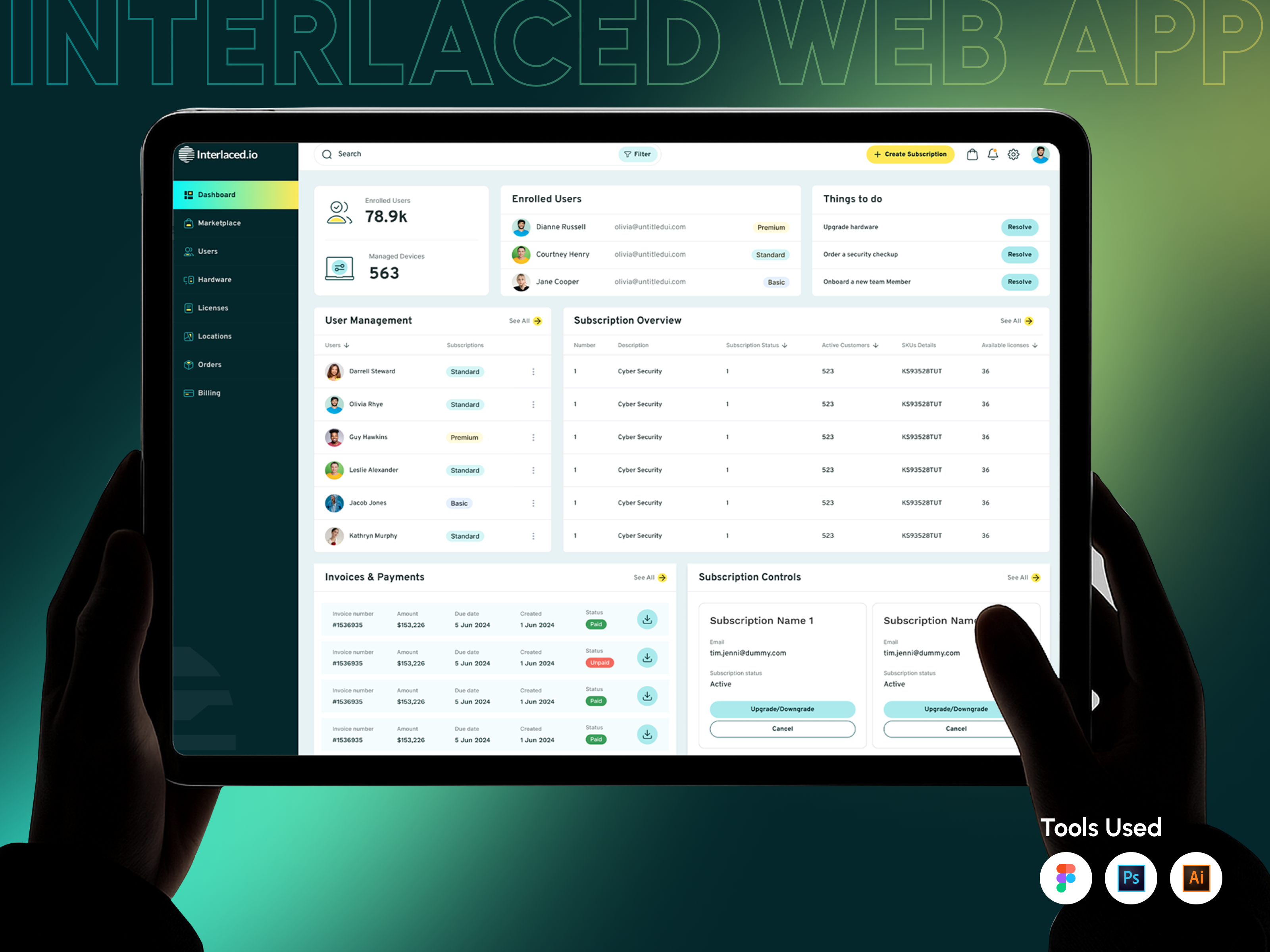 Interlaced.io – IT & SaaS Management Web App & Dashboard Design